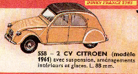 <a href='../files/catalogue/Dinky France/558/1963558.jpg' target='dimg'>Dinky France 1963 558  Citroen 2CV 1961</a>